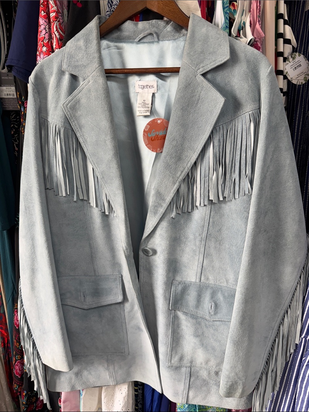 Vintage Together blue suede fringe Western jacket - Picture 3 of 6